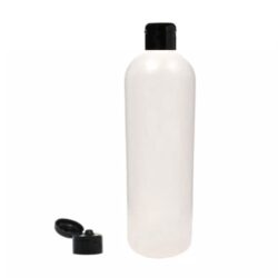 Botella 1.000 ml HDPE Traslucido Hombro Curvo con Tapón Bisagra Negro (28/410) - Botellas