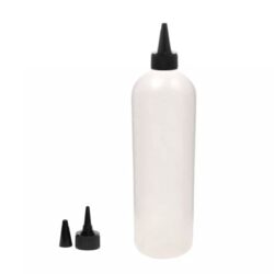 Botella 1.000 ml HDPE Traslucido Hombro Curvo con Tapón Cánula Negro y Capuchón de rosca (28/410) - Botellas