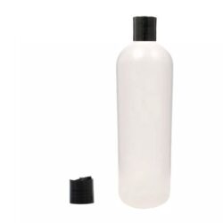 Botella 1.000 ml HDPE Traslucido Hombro Curvo con Tapón Disc-Top Negro (28/410) - Botellas