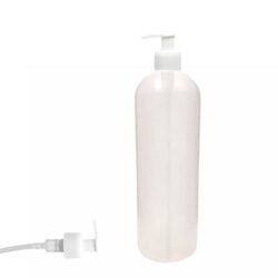 Botella 1.000 ml HDPE Traslucido Hombro Curvo con Dosificador Blanco Estrecho (28/410) - Botellas