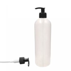 Botella 1.000 ml HDPE Traslucido Hombro Curvo con Dosificador Negro Estrecho (28/410) - Botellas