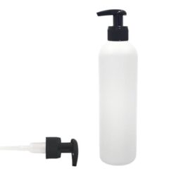 Botella 500 ml HDPE Blanco Hombro Curvo Dosificador Ancho Negro (28/410) - Botellas