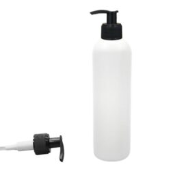 Botella 500 ml HDPE Blanco Hombro Curvo Dosificador Estrecho Negro (28/410) - Botellas