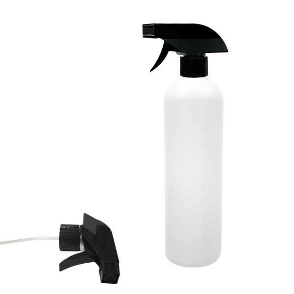 Botella 500 ml HDPE Blanco Hombro Curvo Pistola Spray Negro (28/410)