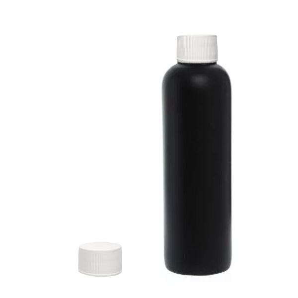 Botella 500 ml HDPE Negro Hombro Curvo Tapón Simple Blanco (28/410) - Botellas