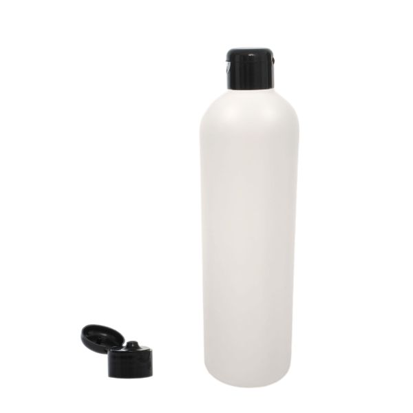 Botella 500 ml HDPE Traslucido Hombro Curvo Bisagra Negro (28/410) - Botellas