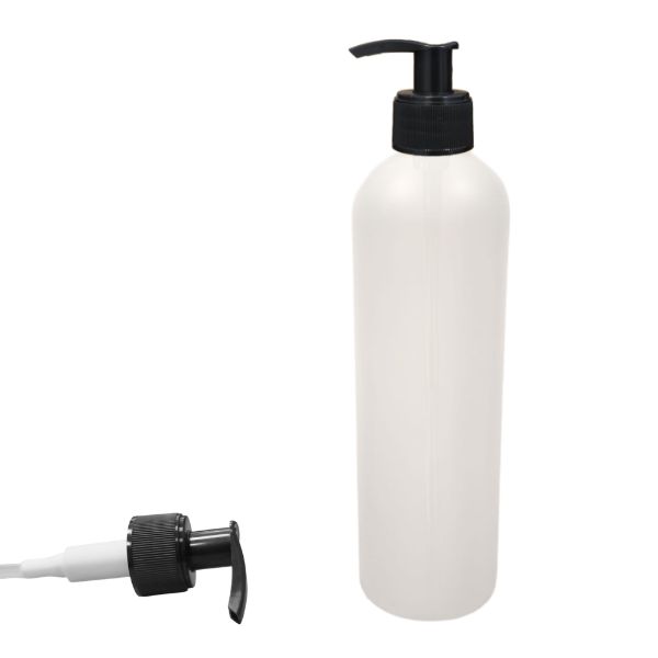 Botella 500 ml HDPE Traslucido Hombro Curvo Dosificador Estrecho Negro (28/410) - Botellas