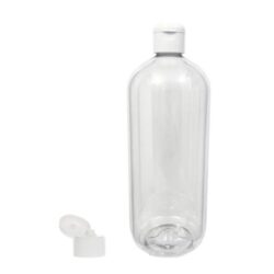 Botella 1.000 ml PET Transparente Hombro Curvo con Tapón Bisagra Blanco (28/410) - Botellas