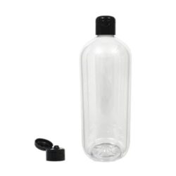 Botella 1.000 ml PET Transparente Hombro Curvo con Tapón Bisagra Negro (28/410) - Botellas