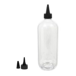 Botella 1.000 ml PET Transparente Hombro Curvo con Tapón Cánula Negro (28/410) - Botellas