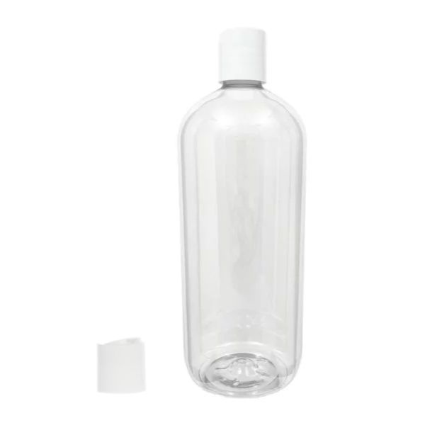 Botella 1.000 ml PET Transparente Hombro Curvo con Tapón Disc-Top Blanco (28/410) - Botellas