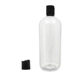 Botella 1.000 ml PET Transparente Hombro Curvo con Tapón Disc-Top Negro (28/410) - Botellas