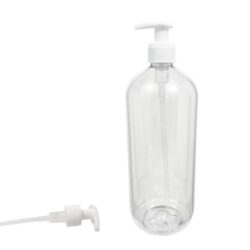Botella 1.000 ml PET Transparente Hombro Curvo con Dosificador Blanco Ancho (28/410) - Botellas