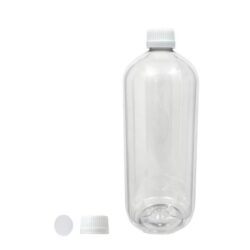 Botella 1.000 ml PET Transparente Hombro Curvo con Tapón Blanco con Disco (28/410) - Botellas