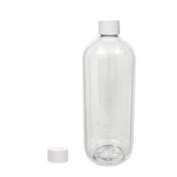 Botella 1.000 ml PET Transparente Hombro Curvo con Tapón Blanco Sin Disco (28/410) - Botellas