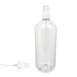 Botella 1.000 ml PET Transparente Hombro Curvo con Vaporizador Blanco (28/410) - Botellas