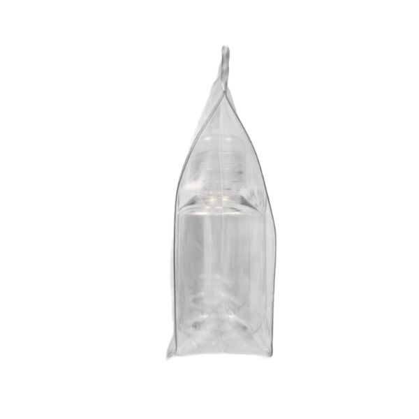 Neceser Transparente con: 3 botellas 100 ml transparentes con tapones bisagra traslúcido - Imagen 2