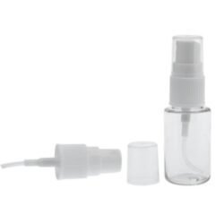 Botella 20 ml PET Cilíndrica Transparente con Vaporizador Blanco (18/415) (Amenities)