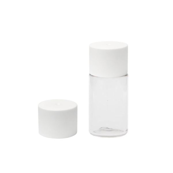 Botella 20 ml PET Cilíndrica Transparente con Tapón Blanco (18/415) (Amenities) - Amenities
