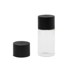 Botella 20 ml PET Cilíndrica Transparente con Tapón Negro (18/415) (Amenities)