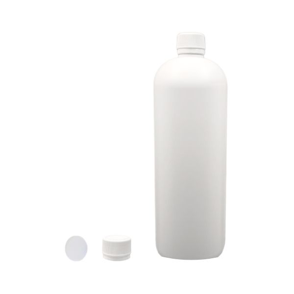 Botella 1.000 ml HDPE Blanca Hombro Curvo con Tapón Precinto de Seguridad Blanco (28/410) - Botellas