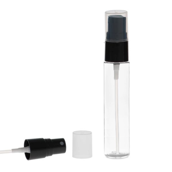 Botella 30 ml PET Cilíndrica Alta Transparente con Vaporizador Negro (18/415) (Amenities) - Amenities