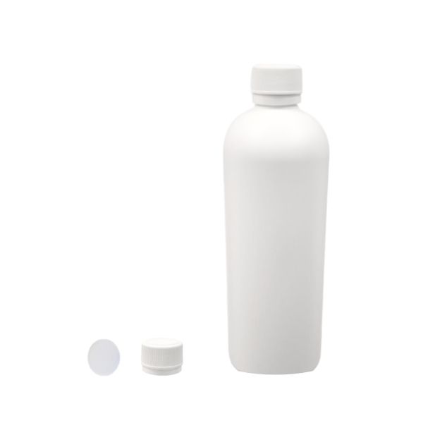 Botella 500 ml HDPE Blanca Hombro Curvo con Tapón Precinto de Seguridad Blanco (28/410) - Botellas